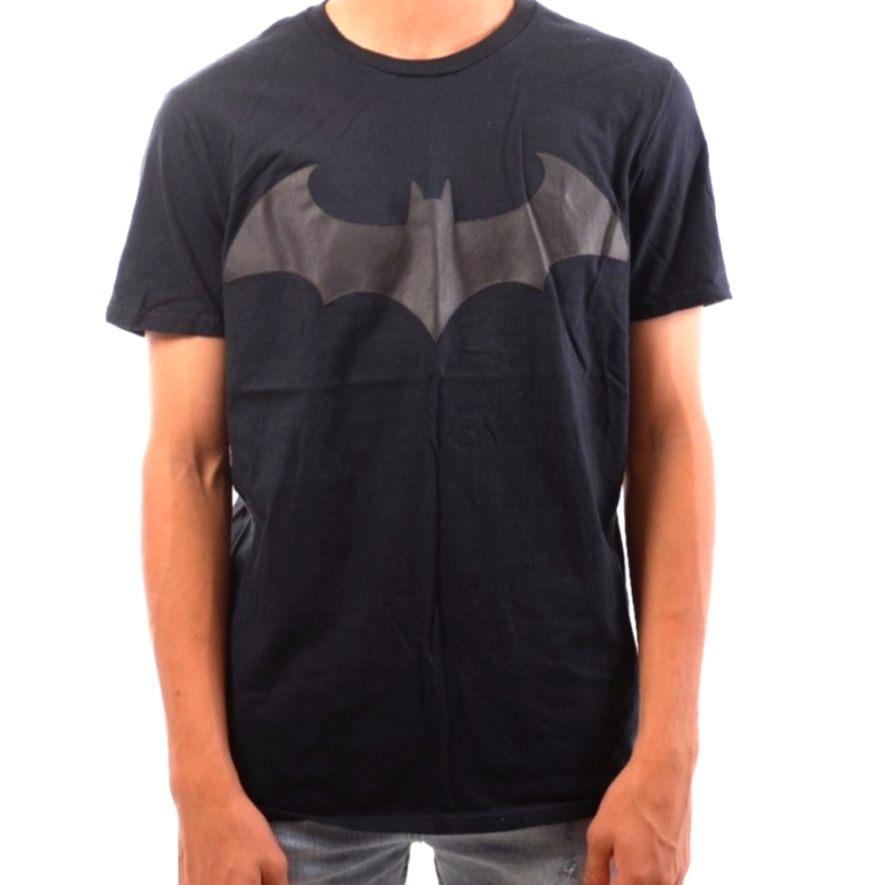 Batman Mens Black Short Sleeve Shirt with‎ Leather Logo Size XL